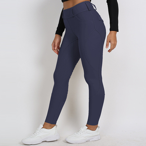 <span class=keywords><strong>Pantalon</strong></span> d'équitation en polyester gris prêt à être expédié, avec poche, en silicone, respirant, élastique, coupe legging, pour une assise complète - Product Image 4