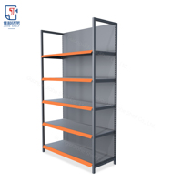 Grau-Orange Doppelseitiges Hochwertiges Kaltgewalztes Stahl-Perforiertes Leichtgewichtiges Metall-Supermarktregal Schnelle Installation Verstellbar
