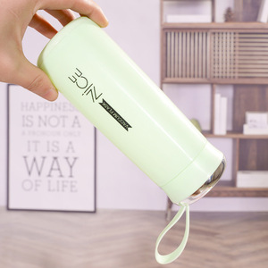 New Arrival Promotional Gifts Macaron 400 ML Sports Water Bottle PP+<strong>Glass</strong> Travel <strong>Drinking</strong> Flask With Lifting Rope