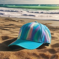 Gorra Deportiva de Béisbol Ajustable Unisex con Bordado Personalizado y Logotipo de Diamantes de Imitación Patrón de Hoja de Arcoíris Gorra de Béisbol en Blanco