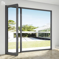 Porte en aluminium à double vitrage moderne personnalisée, isolation thermique, insonorisation, porte à battants pour villa et appartement, résistante à la corrosion