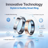 Cincin Pintar Kesehatan Tahan Air IP68, Pemantau Detak Jantung SpO2 HRV Tidur, Tipis 6.3mm, Ringan 6.0g, Mode Olahraga