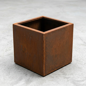 Grand bac à fleurs carré en acier corten pour extérieur, style rustique américain, pot de fleurs au sol pour jardin et décoration intérieure - Product Image 1