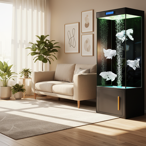 Aquarium intelligent vertical moderne pour salon, avec circulation automatique, sans changement d'eau, en verre ultra-transparent, livré en boîte - Product Image 2