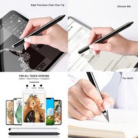 KSentry KS-P903D Lápiz Pasivo Universal 3 en 1 con Dos Tapas Magnéticas para iPad y Tabletas Android, Blanco/Negro, Empaque en Caja de Regalo
