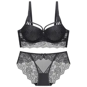 Customized plus size women's underwear lace sexy Push-up bra Briefs set