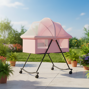 Custom Logo Available Soft Edge <strong>Rounded</strong> Corner Sleeping Swing Cradle Baby <strong>Crib</strong> with Mosquito Net - Product Image 6