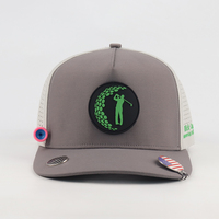 Casquette de baseball personnalisée à 5 panneaux avec logo en PVC caoutchouté, casquette de golf imperméable perforée à découpe laser, chapeaux de golf en polyester