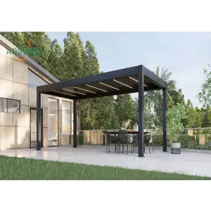 Advance Light Modern Bioclimatic Pergola Gazebo con persianas Puerta de vidrio Exterior Impermeable Motorizado Persiana Pérgola de aluminio