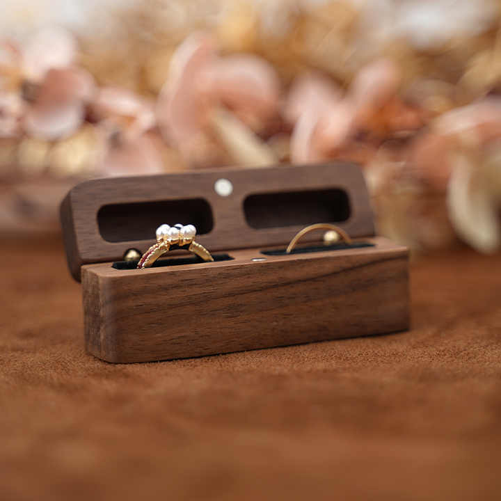 Luxury Jewellery Packaging Two Ring Box Wood Double Ring Box Wooden ...