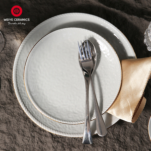 Weiye In Ceramica singolo lato dritto disco grigio bordo in oro superficiale di riso piatto di insalata in ceramica <span class=keywords><strong>piatti</strong></span> e <span class=keywords><strong>piatti</strong></span> <span class=keywords><strong>per</strong></span> la casa e a20639W190G - Product Image 1