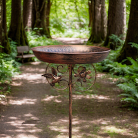 Mangeoires et abreuvoirs décoratifs en fer forgé pour oiseaux, à planter dans le jardin extérieur