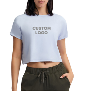 Women's Custom Logo Crew Neck Short Sleeve Sports T-Shirts-Spandex/Cotton Eco-Friendly Quick Dry Korean Style Spring Season - Product Image 1
