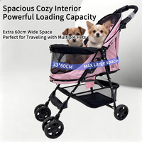Poussette pour animaux de compagnie JXB à quatre roues, pliable, pour l'intérieur et l'extérieur, avec suspension et grand panier