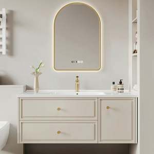 Vasque de salle de bain murale simple de luxe léger de style français avec miroir personnalisé - Product Image 2