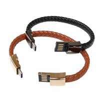 Bracelet en Cuir Câble de Données 20cm 22.5cm ou Sur Mesure USB 2.0 3.0 Ligne de Charge Rapide pour Téléphone Micro iOS Type C