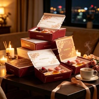 Boîte à dessert brodée à la main pour le Ramadan, logo personnalisé, boîte à dessert en papier rigide de luxe, dattes, chocolat, boîte cadeau