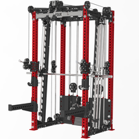 Machine Smith 3-en-1 améliorée avec poulie lisse et grande, pour tractions hautes, tirages à la poulie et rameur – Rack d'entraînement complet pour salle de sport