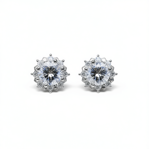 Orecchini in Oro Bianco con Diamanti Taglio Brillante Rotondo Colore D Diamanti Naturali Stile Classico Gioielli da Sposa per Donna - Product Image 1