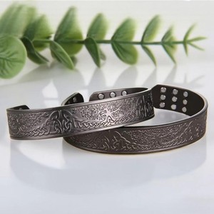 Commercio all'ingrosso <span class=keywords><strong>ventisette</strong></span> pietre magnetiche Tree Life Open bracciale da uomo stile Vintage in lega Hot-seller per regali di festa - Product Image 1