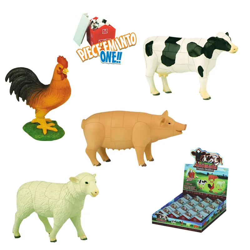 Diy 조립 3d 플라스틱 수탉 돼지 양 암소 모델 장난감 농장 동물 퍼즐