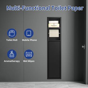 Étagère murale moderne à 3 niveaux en acier inoxydable noir mat pour papier toilette, <span class=keywords><strong>niche</strong></span> encastrée pour rouleau <span class=keywords><strong>de</strong></span> papier toilette, <span class=keywords><strong>niche</strong></span> <span class=keywords><strong>de</strong></span> douche pour salle <span class=keywords><strong>de</strong></span> bain - Product Image 6