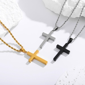 <b>Cross</b> Necklace for Men 316L Stainless Steel 18K Gold Plated Rope <b>Chain</b> Christian Faith Durable Daily Wear Non Tarnish Christmas - Product Image 4