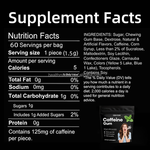 Grosir OEM kafein gusi l-theanine energi permen karet mendukung fokus energi 0 kalori tropis gusi kafein - Product Image 3