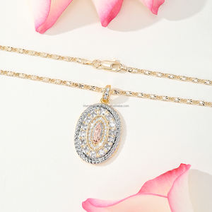 Alta calidad hecha a mano textura Irregular sacerdote Benedicto <span class=keywords><strong>Virgen</strong></span> María <span class=keywords><strong>de</strong></span> <span class=keywords><strong>Guadalupe</strong></span> collar con colgante <span class=keywords><strong>de</strong></span> Color dorado y plateado - Product Image 5