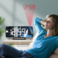 Digitale wekker met projectie, LED-weergave, weerprojectie, dubbele wekker en USB-oplader voor telefoon
