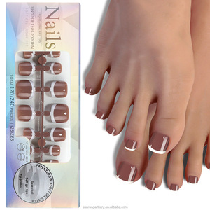 120pcs French Toenail Tips Artificial Fingernails Nude Glitter Soft Gel <b>Nail</b> Tips Press on Toe <b>Nails</b> <b>Set</b> - Product Image 6