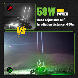 Luz LED tipo látigo multicolor para coche, ATV, 4x4, motocicleta, SUV, barco, con luz láser y antena, en colores verde, amarillo, azul, rojo - Product Image 6