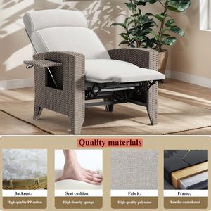 Sillones <span class=keywords><strong>Reclinables</strong></span> de Ratán para Jardín Heerde con Respaldo y Estructura de Acero Aleado para <span class=keywords><strong>Terraza</strong></span> Interior y Patio - Product Image 5