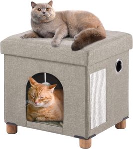 Lettino pieghevole per gatti per interni grande gatto cubo per la casa degli animali domestici con gratta e vinci - Product Image 6