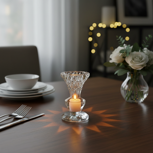 Portacandele in Cristallo, Piccolo Portacandele in Vetro, Elemento Decorativo per l'Illuminazione Domestica - Product Image 3