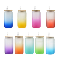 Vaso de Vidrio Borosilicato Personalizado Haonai de 16 oz con Tapa de Bambú y Pajita - Diseño Transparente/Esmerilado, Ecológico y Saludable