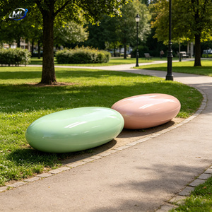 Banco Moderno de Fibra de Vidrio con Diseño de Guijarros, Silla de Espera para Exteriores, Asiento Escultural Resistente para Jardín, Patio, Parque, Centro Comercial - Product Image 2