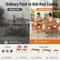 Ensemble de salle à manger d'extérieur en fer forgé antirouille, table et chaises de patio commerciales pour café et restaurant en plein air