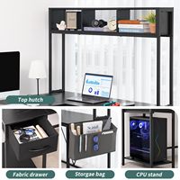 Bureau d'ordinateur en métal noir durable en forme de L avec éclairage LED, pour 2 personnes, idéal pour le travail à domicile, l'écriture, le jeu et le PC – Vente en gros usine