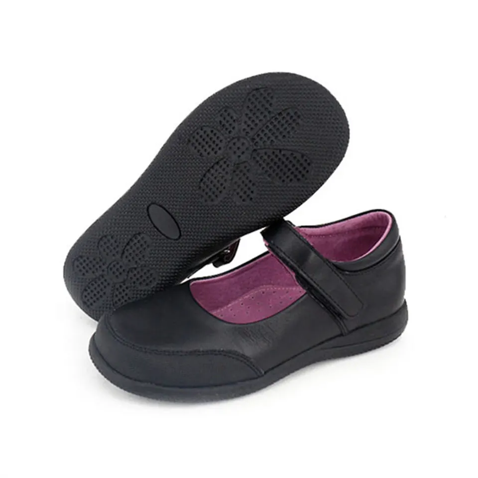 Guangzhou chaussures personnalisées en cuir véritable enfants enfants en vrac Oxford uniforme noir chaussures d'école pour les filles