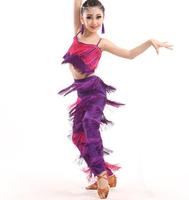 Ensembles de bretelles de danse latine populaires Costume de Performance scintillant de paillettes de gland coloré respirant pour les femmes Costume de danse du ventre