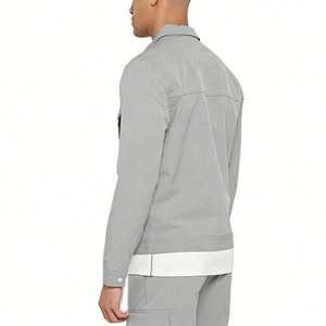 Vestes pour hommes avec logo imprimé décontracté bouton couvert tricoté polyester coton extérieur printemps automne veste pour hommes - Product Image 4