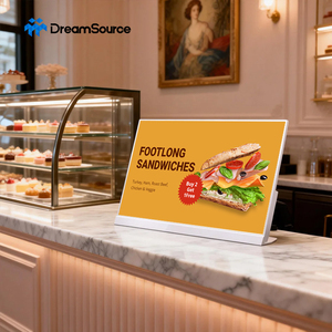 Écran de menu numérique de table 15,6 pouces WiFi Cloud Android à cadre fin en forme de L, lecteur publicitaire LCD de bureau pour pâtisserie - Product Image 1