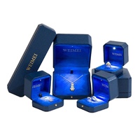 WEIMEI PU Leder Schmucks cha tulle LED Licht Ohrring Ring Lagerung anpassbar