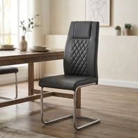 Chaise de salle à manger moderne en cuir PU avec dossier incurvé et pieds en métal, mobilier de cuisine de luxe léger pour la maison