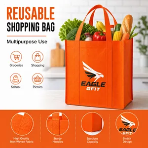 Custom Printed Eco Friendly <b>Reusable</b> Large Capacity Promotional Grocery Carrier Tote <b>Bag</b> Rope Handle Multiple Sizes Non-Woven - Product Image 5