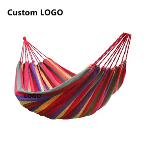 Hot Sale Costom Cheap Comfortable Easy Outdoor Beds Camping Canvas Travel Cotton Hanging Hiking Garden Swing Hammock