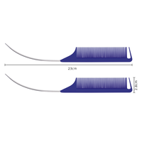 Peigne professionnel personnalisé en acier inoxydable tressage queue de rat incurvé résistant à la chaleur peignes de séparation de précision en carbone en forme de c