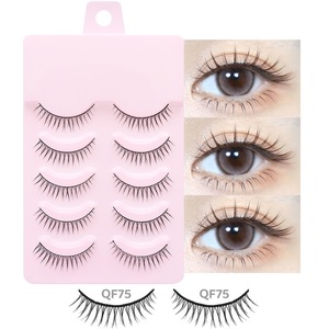 Faux cils en matière synthétique pour marque privée, bande complète, effet naturel, 15 styles, lot de 5 paires, pour maquillage - Product Image 4