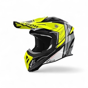 Casco Moto Airoh Aviator Ace 2 Giallo Fluorescente Nero Bianco Grigio in Fibra Composita Integrale per Motocross Enduro - Product Image 1